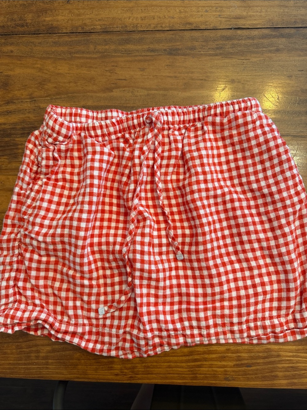 C&C California Red and White Gingham Drawstring Bermuda Shorts